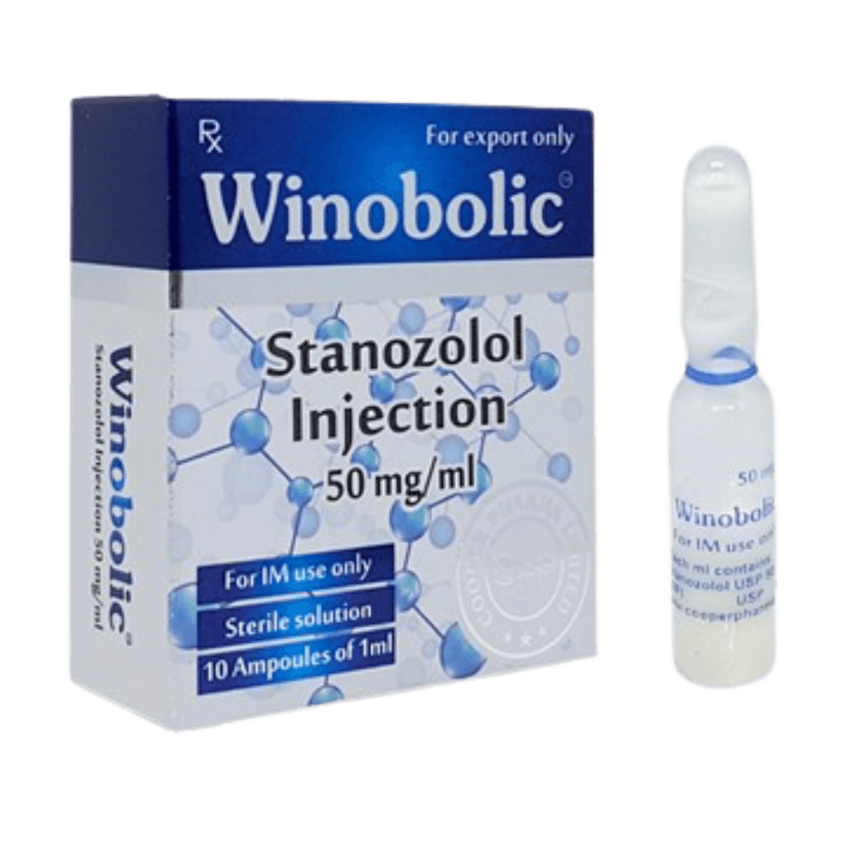 Winobolic Stanozolol Pro Injetável 50mg/ml – 10 Ampolas — Kit 5un – Construtor Muscular