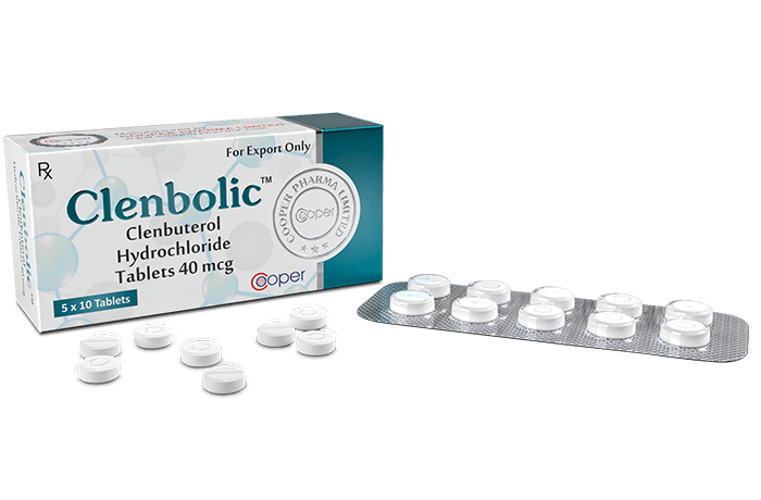 Clenbolic Clenbuterol HCl 40mcg – 50 Comprimidos — Kit 5un – Construtor Muscular