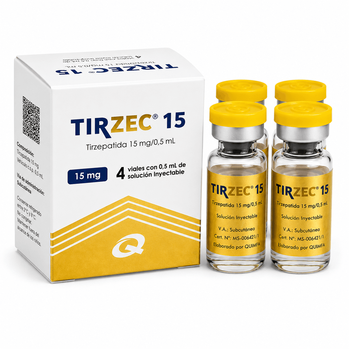 Tirzec 15mg Quimfa — Caixa 4 Vials (60mg) – Controle Metabólico